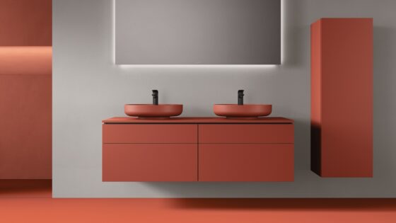 焦橙浴室家具和手盘新色从Dravit